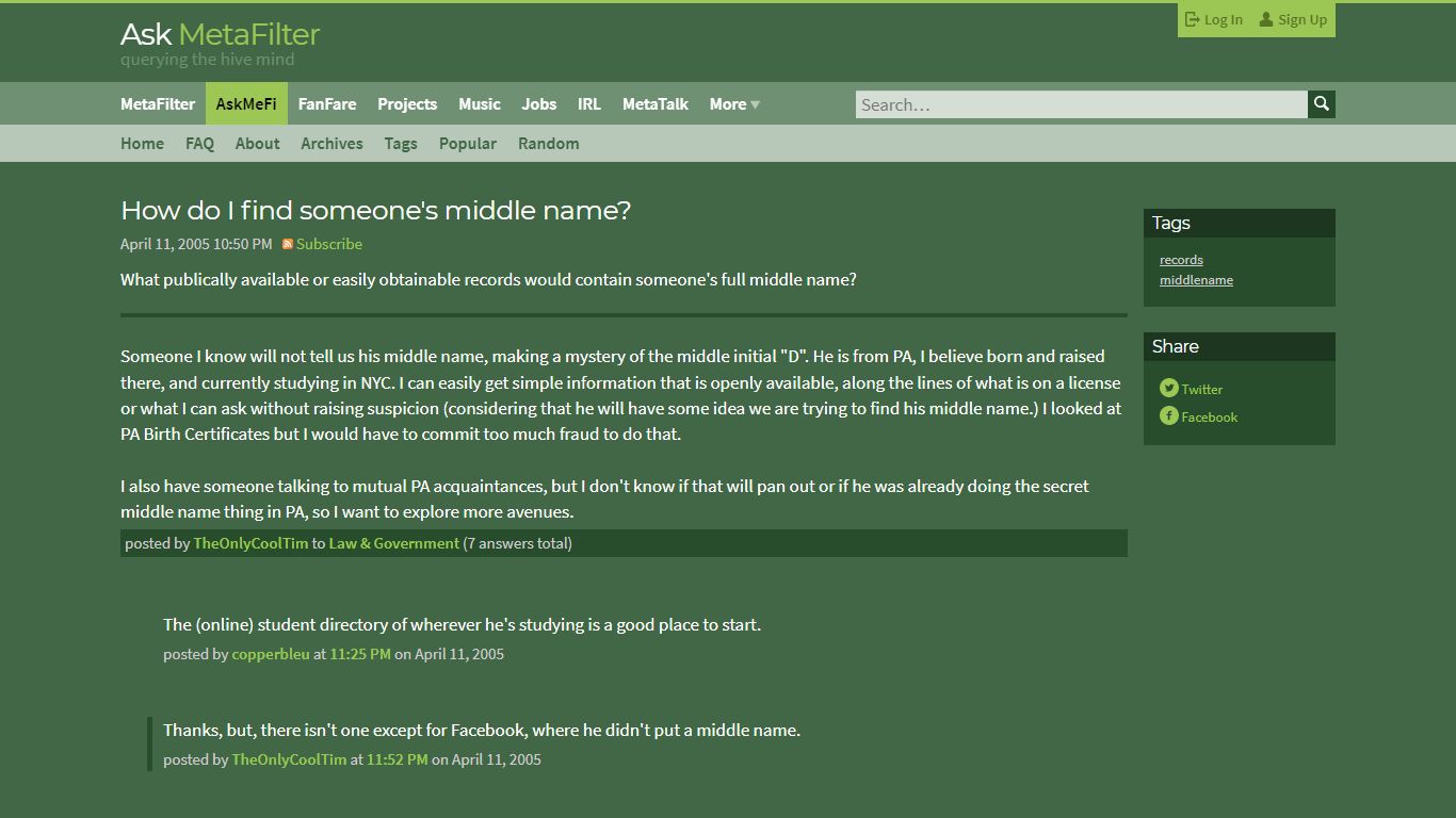 How do I find someone's middle name? - Ask MetaFilter